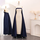 Luxury Beaded White Strapless Evening Dress with Cape SS422