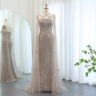 Beaded Mermaid Evening Dress with Cape Sleeves SS391
