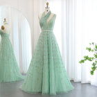 Luxury Beaded Lilac A-Line Long Evening Dress SS329