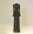 Elegant High Neck Long Sleeves Lace Evening Dress SF484