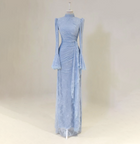 Elegant High Neck Long Sleeves Lace Evening Dress SF484