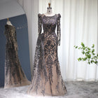 Luxury Burgundy Long Sleeves Evening Dress with Overskirt SS127