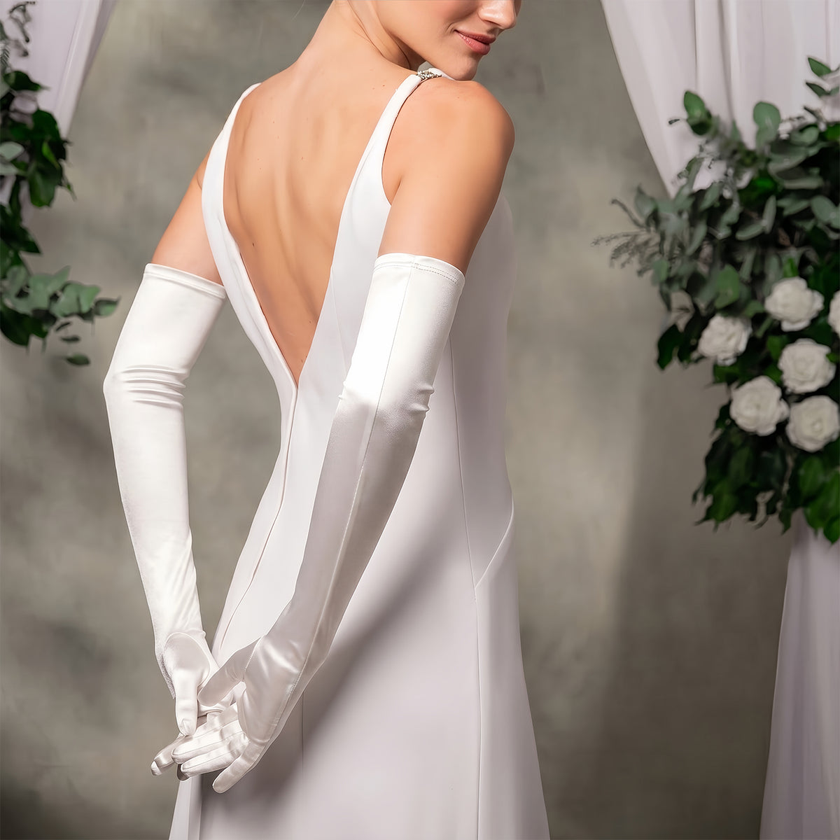 Long Satin Bridal Gloves for Wedding, Prom & Evening Gowns GL003