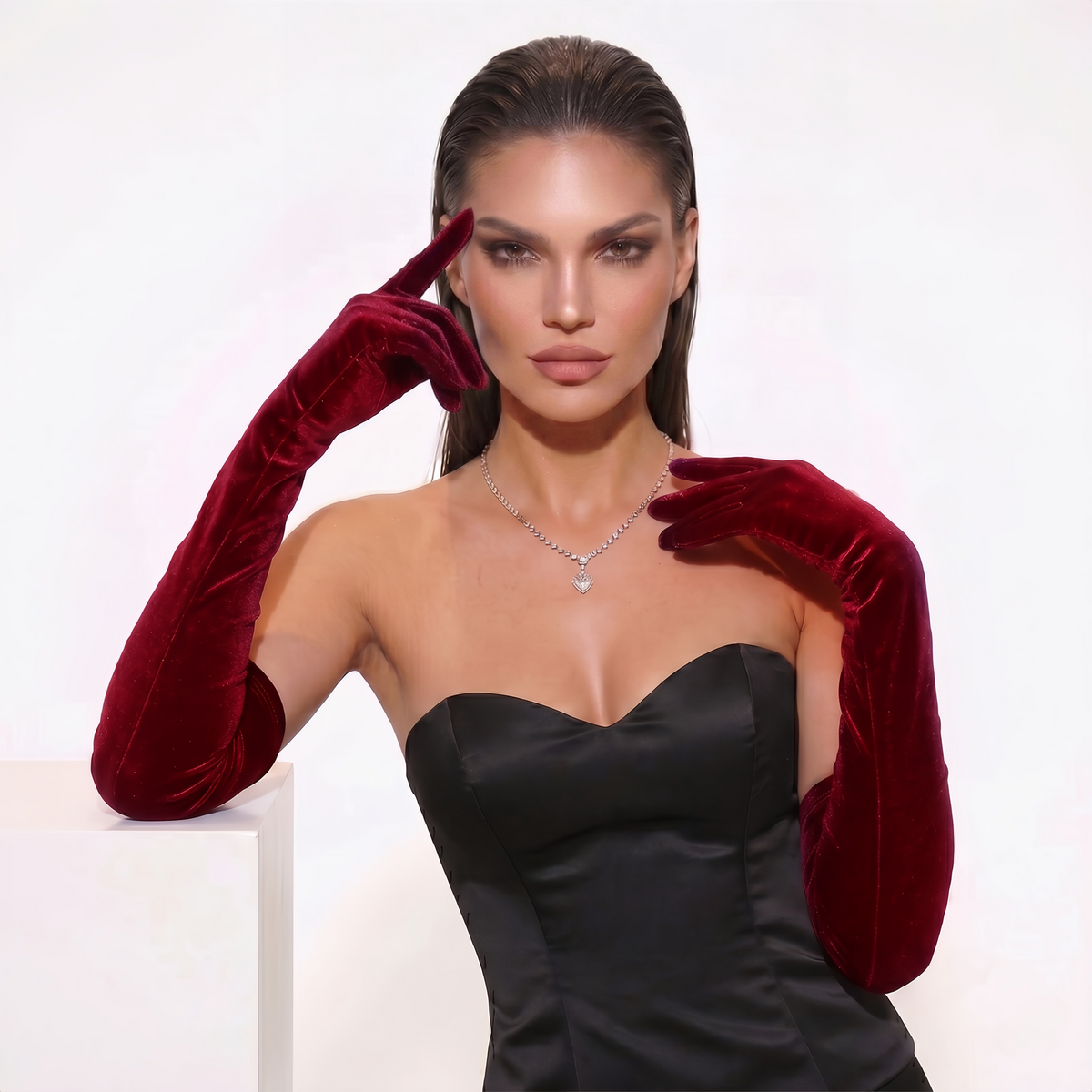 Long Velvet Opera Gloves for Wedding & Formal Events GL004