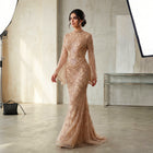 Luxury Black High Neck Beaded Mermaid Evening Dress SS055