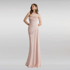 Elegant Pink Strapless Draped Beaded Chiffon Evening Dress SF431