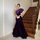 Elegant Purple One Shoulder Mermaid Evening Dress SF493