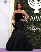Black Strapless Mermaid Evening Dress with Draped Skirt