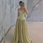 Elegant Sage Green Beaded Beaded Corset Evening Dress with Scarf SF226