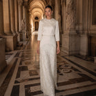 Elegant Arabic Beaded Two Piece Evening Dress with Sleeves SS214