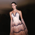 Elegant Nude Pink Strapless Beaded Sequin Tiered A-Line Evening Dress SS657