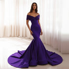 Luxury Purple Satin Mermaid Train Evening Dress SF476