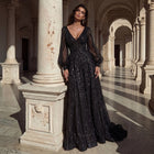Elegant Pink Vertical Sequin Embroidered Sheer Mesh Floor Evening Dress SS057
