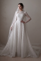 Elegant Sequins Beaded Lace Long Sleeve Wedding Dress SW525