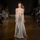 Elegant Gray Spaghetti Strap Pleated Evening Dress SF006