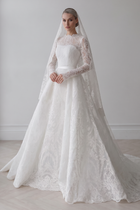 Elegant Lace Printed Buttons Ball Gown Wedding Dress SW533
