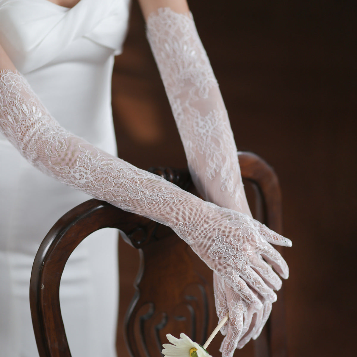 Lace Opera Gloves for Wedding & Formal Events GL007