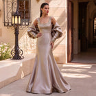 Dreamy Green Mermaid Beaded Evening Dress with Removable Sleeves SS574