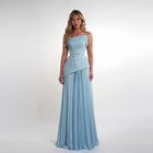 Elegant Blue Strapless Sequin Evening Dress SF097