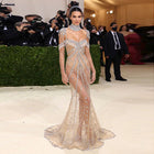 Elegant Crystal Tassel Nude Mermaid Evening Dresses SS358