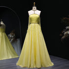 Sparkly Beaded Yellow Halter Neck Evening Dress with Gloves SS313