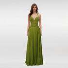 Elegant Green Halter Neck Lace & Chiffon Evening Dress SF419