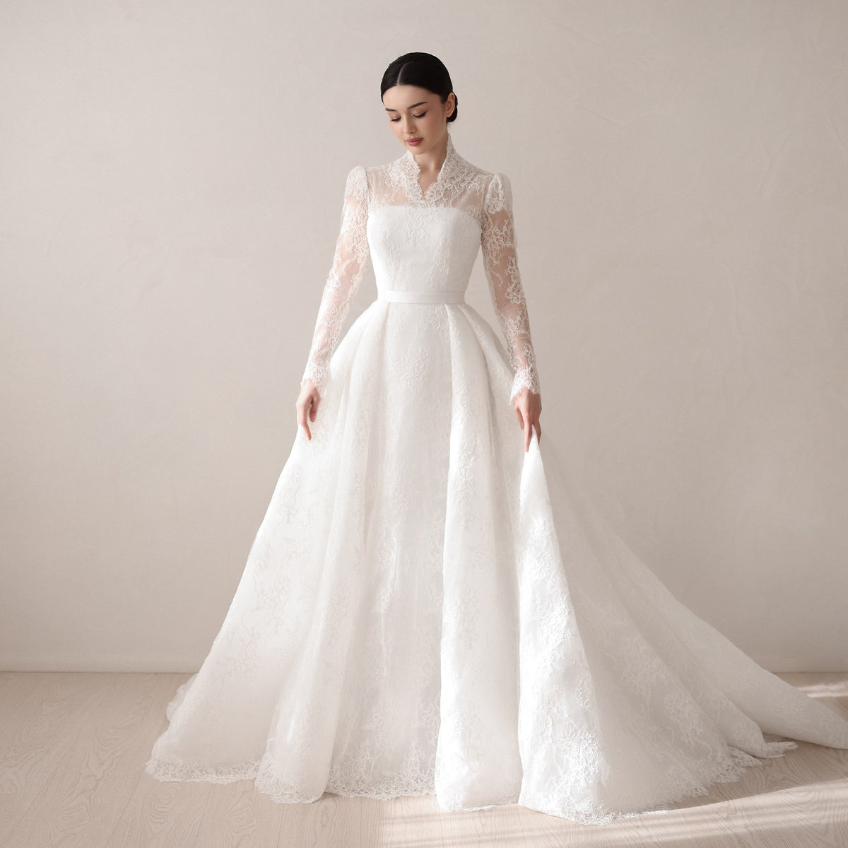 Full Lace Printed Ball Gown Wedding Dress SW540