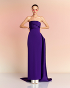 Elegant Pink Strapless Evening Dress with Gloves SF123