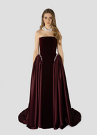 Elegant Black Strapless Evening Dress with Overskirt SF534
