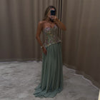 Luxury Pink Floral Embellished Peplum Evening Dress with Scarf SS480