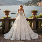 Luxury Lace Off-the-Shoulder Long Sleeve Ball Gown Wedding Dress SW677