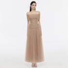Elegant Light Blue Off Shoulder Evening Dress with 3D Flower SF422