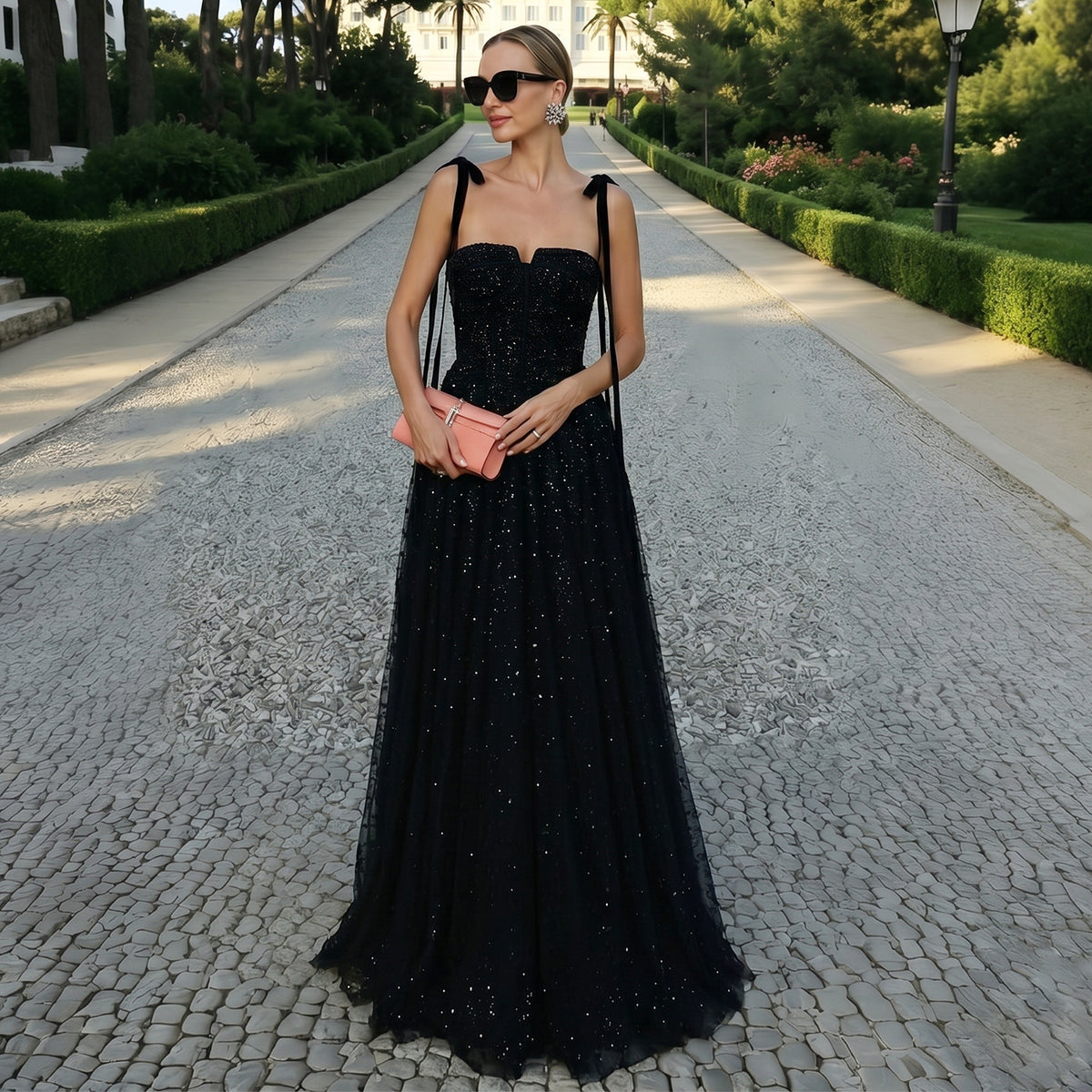 Luxury Beaded Wine Red Evening Dresses with Straps SS263
