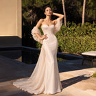 Blush Pink Satin Lace Mermaid Evening Dress with Shawl Cape SF423