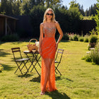 Luxury Beaded Orange Spaghetti Straps Mermaid Evening Dresses SS351