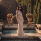 Elegant Crystal Tassel Nude Mermaid Evening Dresses SS358