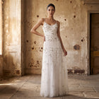 Beaded Sequined Sheath Evening Dress SS576