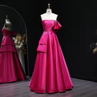 Elegant Crystal Lavender A-Line Pleats Satin Evening Dress SS592