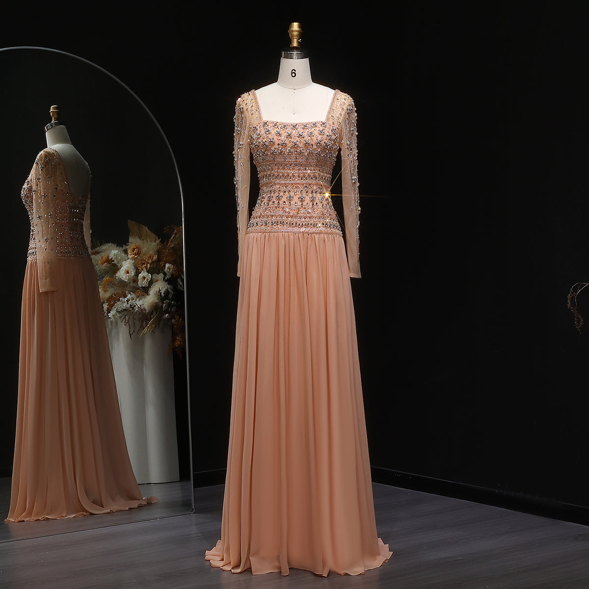 Luxury Crystal Lilac Strapless Chiffon Evening Dress SS539