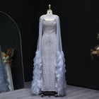 Luxury Beading Purple Evening Dress with Cape Sleeves SS280