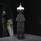 Luxury Black Strapless Sweetheart Beaded Evening Dress