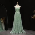 Luxury Sage Green Spaghetti A-Line Evening Dress SS693