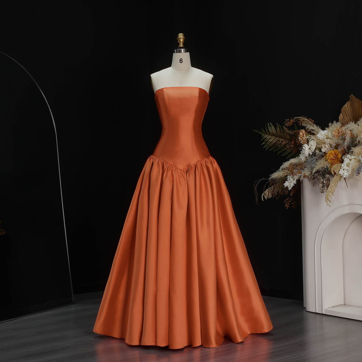 Elegant Strapless Dark Navy A-Line Evening Dress SF480