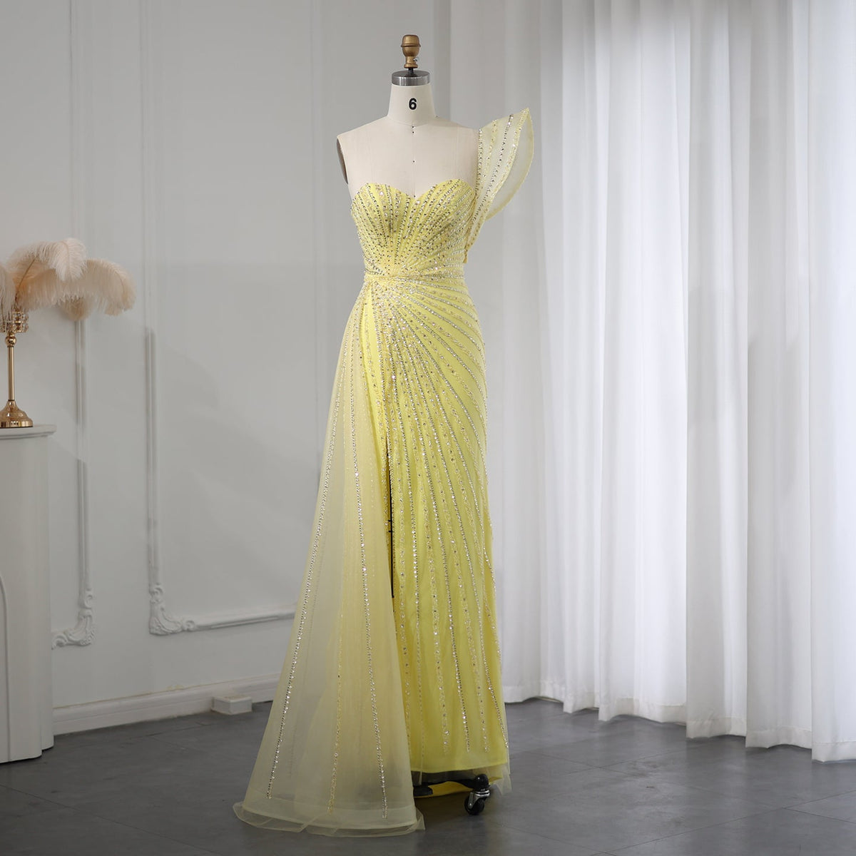 Elegant Emerald Green One Shoulder Evening Dress SS201