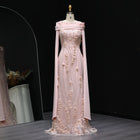 Gorgeous 3D Floral Pink Evening Dress with Cape Sleeves SS272