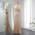 Luxury Nude Halter Mermaid Evening Dresses with Gloves SS689