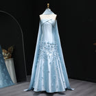 Luxury 3D Leaves Blush Pink Mermaid Evening Dress with Cape SS463