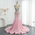 Luxury Crystal Royal Blue Mermaid Prom Dresses with Train RM057