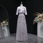 Elegant Blush Pink Crystal Short Sleeve 2-Piece Evening Dress SS518