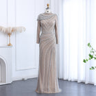 Luxury Beaded Silver Mermaid Evening Dress with Cape SS035